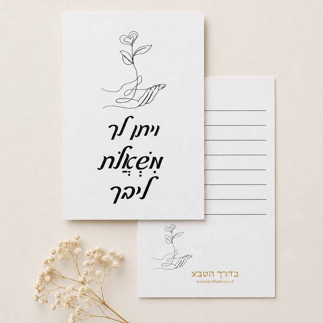 כרטיס ברכה דו צדדי “ויתן לך משאלת ליבך”