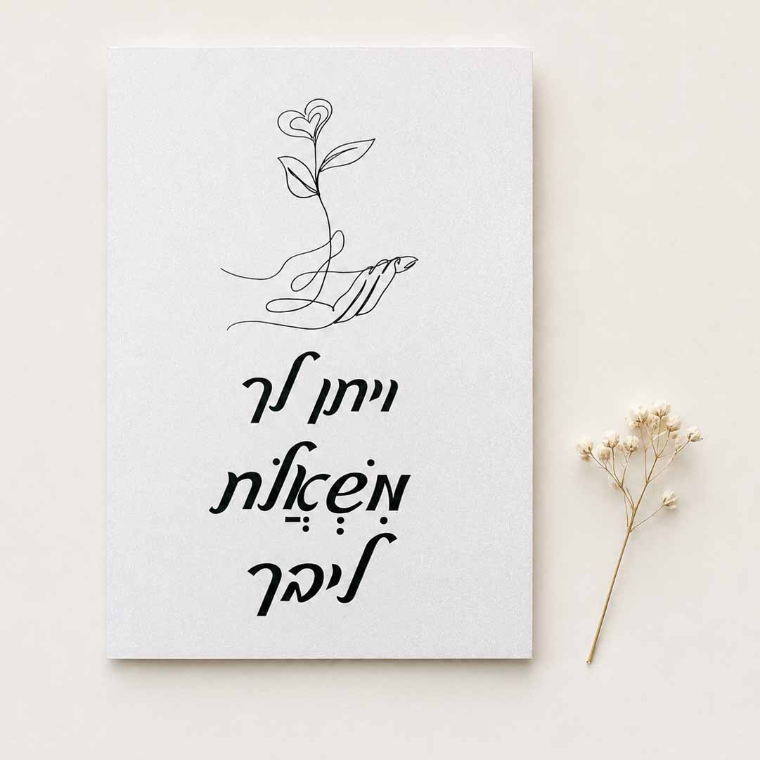 כרטיס ברכה דו צדדי “ויתן לך משאלת ליבך”